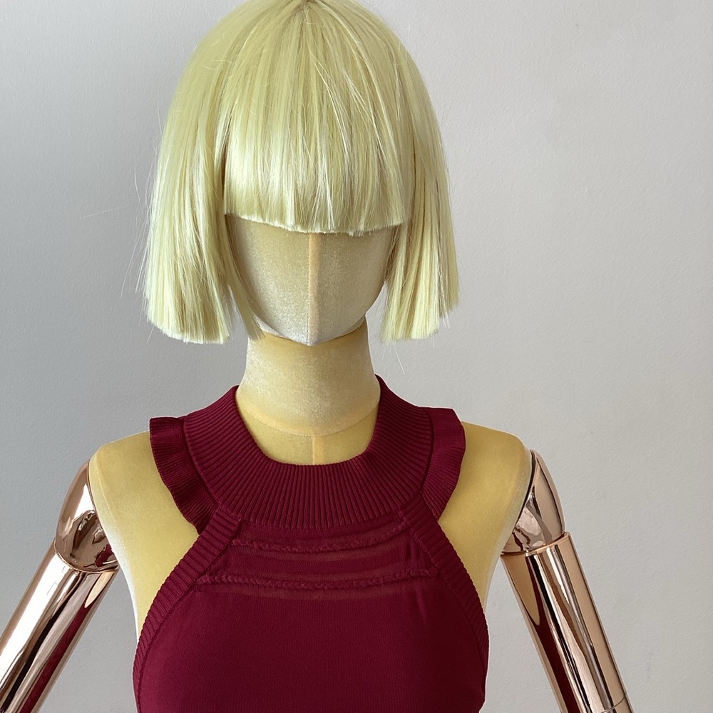 For Love & Lemons knitz Burgundy Halter Dress M - Picture 5 of 8
